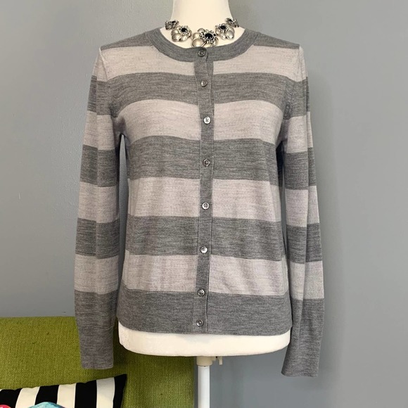 Banana Republic Sweaters - Banana Republic Grey Striped Wool Cardigan Sweater